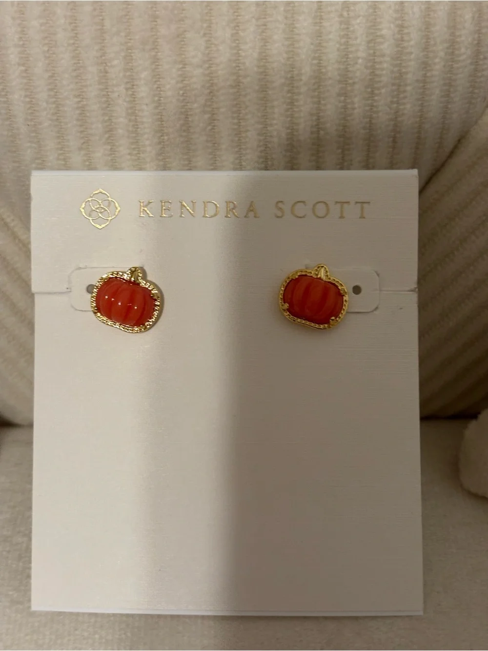 Kendra Scott Gold-Tone Orange Pumpkin Stud Earrings
